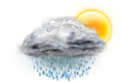 Wolkig, starker Regen