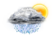 Cloudy, thunderstorm with moderate shower